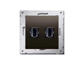 Zásuvka HDMI SIMON 54 DGHDMI2.01/46, 2 násobná (přístroj s krytem), hnědá metalizovaná