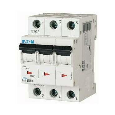 Jistič třípolový EATON 286606 PL6-C50/3 PL6, char C, 3-pólový, Icn=6kA, In=50A