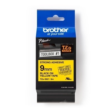 BROTHER   páska do tiskárny štítků, , TZE-S621, černý tisk/žlutý podklad, 9 mm