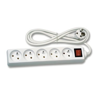Prodlužovací přívod ECOPLANET FK5 2500W, IP20, 5x zásuvka, 3m, bílá