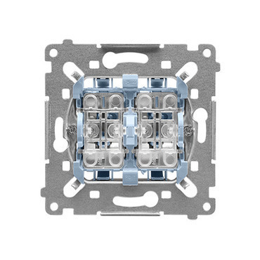 Přepínač střídavý SIMON SW6/2L2M, 2 nás., LED podsv., ř.6So+6So, 10A/250V~, 10A/250V~, bezšr. sv.