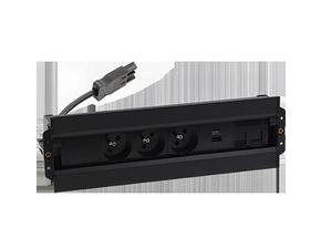 Mediaport Spinner SIMON 480 48610E30BK00000-44, 3x230V+USB nab.+kryt 2xRJ45, přip. konekt., černá