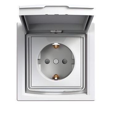 SCHN EPH3100321 Asfora - Zásuvka SCHUKO 250V 16A, clonky, IP44, bílá