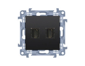 Zásuvka HDMI SIMON CGHDMI2.01/49, 2 násobná (přístroj s krytem), černá matná