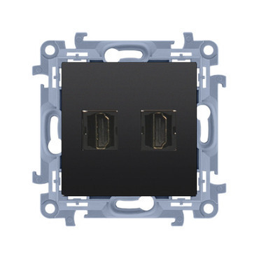 Zásuvka HDMI SIMON CGHDMI2.01/49, 2 násobná (přístroj s krytem), černá matná