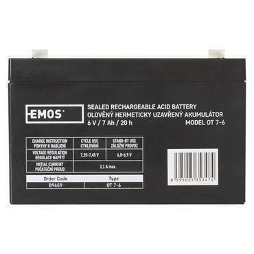 Akumulátor olověný EMOS SLA 6V 7AH FAST.4,7 MM B9659