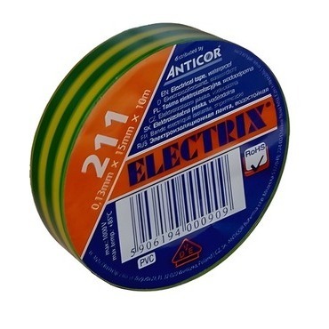 Páska elektroizolační ANTICOR 208, 211 PVC, 15x10x0,13, žluto-zele