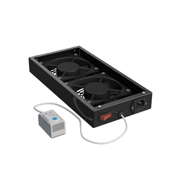 Jednotka ventilační CONTEG DP-VEN-02, 19", 1U, 2 ventilace s termostatem, univerzální, černá