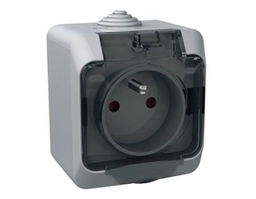 SCHN WDE000642 Cedar Plus IP44 - Zásuvka 230V 16A 2P+PE, šedá s čirým krytem