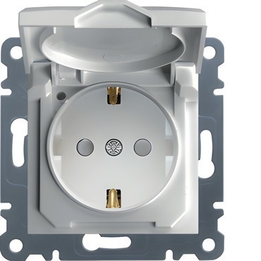 HAG WL1160 Schuko zásuvka s víčkem a clonkami- bílá, Lumina