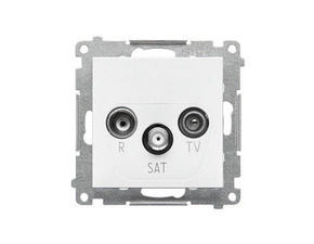 Zásuvka anténní SIMON TASK.01/111, R+TV+SAT koncová, 1x vstup: 5 MHz÷2, 4 GHz, bílá matná