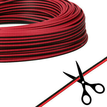 MC LED 2-žilový plochý PVC kabel AWG 16/1,3 mm2, (2,4-4,8mm), černá/červená