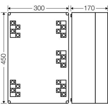 HEN K 7005 Svorkovnicová rozvodnice 5 pólová, 216A, IP 65, pro kabely 4x 16-70mm2, CU