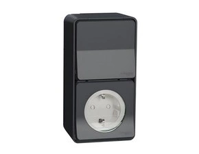 SCHN MUR36024 Mureva Styl - Kompletní zásuvka 230V Schuko + spřepínač střídavý ř.6, IP55, povrchová,