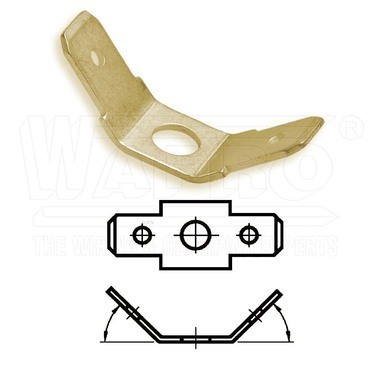 wpr9110 KONY-2V45-6308-M5 nýtovací kolík dvojitý úhlový 45o (DIN 46244), 6,3 x 0,8 mm, o M5, mosaz