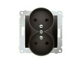 Zásuvka SIMON DGZ2MZ.01/48, 2 násobná, se clonkami, pro rámečky Premium, antracitová metalizovaná
