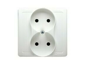 Zásuvka SIMON BMG2Z/11, 2 násobná, bez uzemnění, se clonkami, 16 A/250 V~, šroubové svorky, bílá