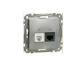 SCHN SDD113458 Sedna D/E - Datová zásuvka RJ45 kat.5e UTP + telefonní RJ11, Aluminium