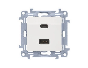 Nabíječka USB SIMON CEC2CAQ.01/11, 2 násobná, 1x USB typ C+1x USB typ A, 30 W, bílá