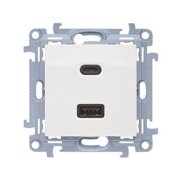 Nabíječka USB SIMON CEC2CAQ.01/11, 2 násobná, 1x USB typ C+1x USB typ A, 30 W, bílá