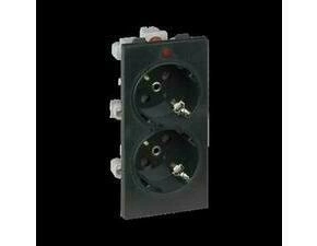 Zásuvka CIMA SIMON S1/14, 2 nás., Schuko se sign., 16A/250V~, šr. sv., šedá grafit