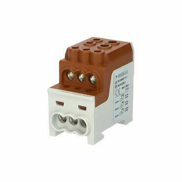 EL 1003210 Blok pro rozdělení fází UVB 200 L B, 1pól., 200A, AL/CU, 1000V, hnědý, na DIN (bal.3)