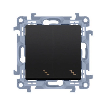 Přepínač střídavý SIMON CW6/2L.01/49, 2 nás., LED podsv., ř.6So+6So, 10A/250V~, šr. sv., černá mat