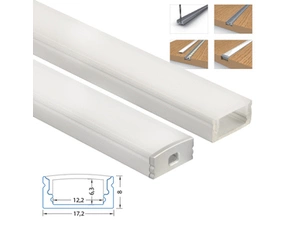 Profil přisazený MC LED PQ, 17x8 mm, včetně mléčného difuzoru, 3 m