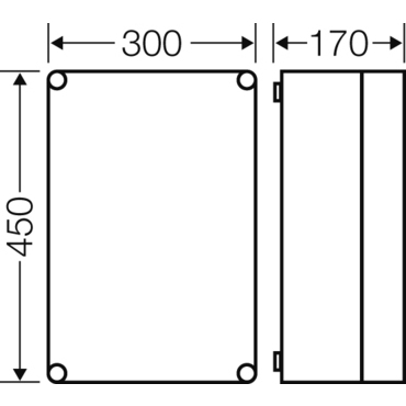 HEN Mi 0301 Prázdná rozvodnice s neprůhledným víkem IP 65, vnější rozměry (š-v-h) 300x450x170mm