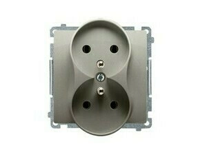 Zásuvka SIMON BMGZ2M.01/29, 2 nás, kolíky naproti sobě, 16A/250V~, šr. sv., saténová