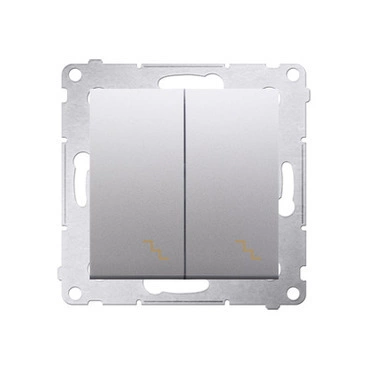 Přepínač střídavý SIMON DW6/2L.01/43, 2 nás., LED podsv., ř.6So+6So, 10A/250V~, stříbrná metalíza