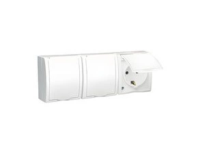 Zásuvka Schuko SIMON AQUARIUS AQGSZ1-3/11, 3 nás., IP54, 16A/250V~, šr. sv., bílá