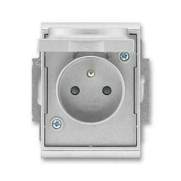 Zásuvka jednonásobná ABB Element 5518E-A02999 08, titanová, s cl., víčkem, s drápky, IP44