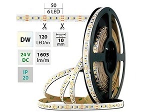 LED pásek MC LED SMD3527 dual white WW-CW, 120LED/m, 19,2W/m, 1605lm/m, IP20, DC 24V, 10mm, 50m