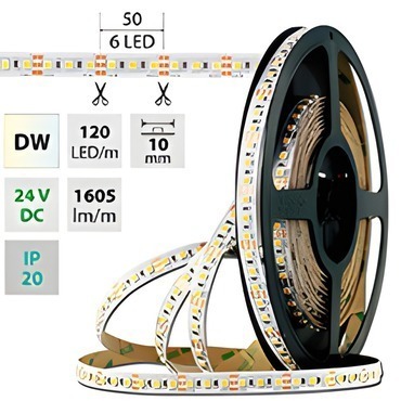 LED pásek MC LED SMD3527 dual white WW-CW, 120LED/m, 19,2W/m, 1605lm/m, IP20, DC 24V, 10mm, 50m