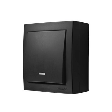 Ovladač zapínací SIMON ACP1L/49, IP44, s podsv., ř.1/0So, 10A/250V~, šr. sv., černá mat