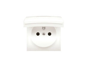 Kryt zásuvky SIMON DGZ1BUZP/41, s uzemněním, IP44, víčko v barvě krytu, antibakteriální, krémová