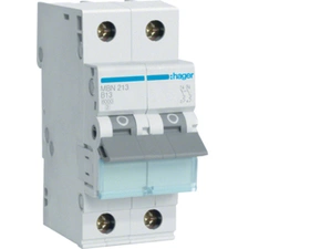 Jistič dvoupolový HAGER MBN213 2 pól. 13A, char.B, 6 kA