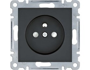 Zásuvka jednonásobná HAGER LUMINA WL1043, 2P+E, clonky, matná černá