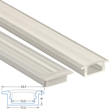 Profil vestavný MC LED VO, 23x8 mm, včetně čirého difuzoru, 3 m