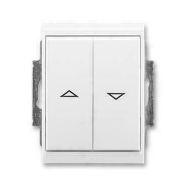Ovládač žaluziový ABB Element 3558E-A88943 03, řazení 1/0+1/0 s blokováním, bílá/bílá, IP44,s krytem