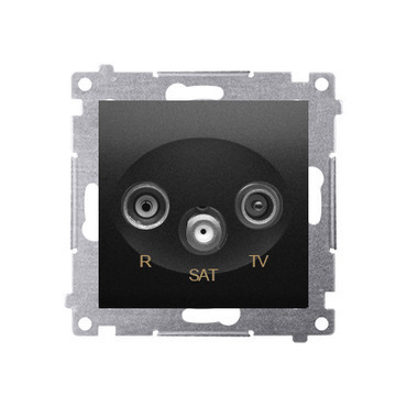 SIMON DASP.01/49 Zásuvka R-TV-SAT průběžná, (strojek s krytem), černá matná