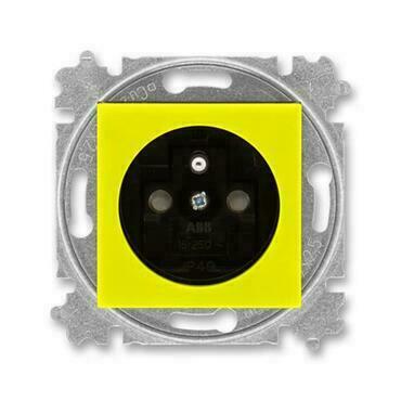 Zásuvka jednonásobná ABB Levit 5519H-A02357 64, žlutá/kouřová černá, s clonkami