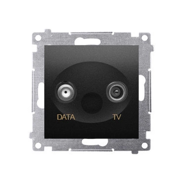 Zásuvka anténní SIMON DAD1.01/49, TV+DATA, 1x vstup: 5÷1000 MHz, černá matná metalizovaná