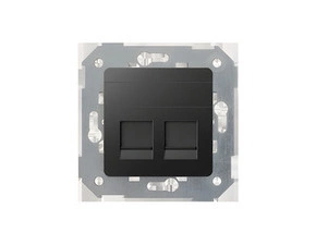 Kryt komunikační SIMON 82 82006-38, a datové zásuvky 2nás., 2x RJ45/RJ12/RJ11, plochý, grafit
