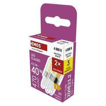 EMOS ZQ9E23.2 LED CLS JC 4,2W(40W) 470lm G9 NW 2PC