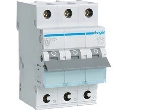 Jistič třípolový HAGER MCS325 3 pól. 25A, char.C, 6 kA, bezšroubové svorky