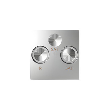 Kryt pro zásuvku anténní SIMON 82 82038-93, R+TV+SAT+SAT, hliníková