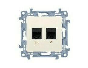 SIMON C5T12.01/41 Zásuvka datová RJ45 kat. 5e + telefonní RJ12 (přístroj s krytem), krémová