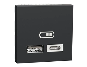 SCHN NU301854 Unica - Dvojitý nabíjecí USB konektor A+C 2.4A, 2M, Antracit
